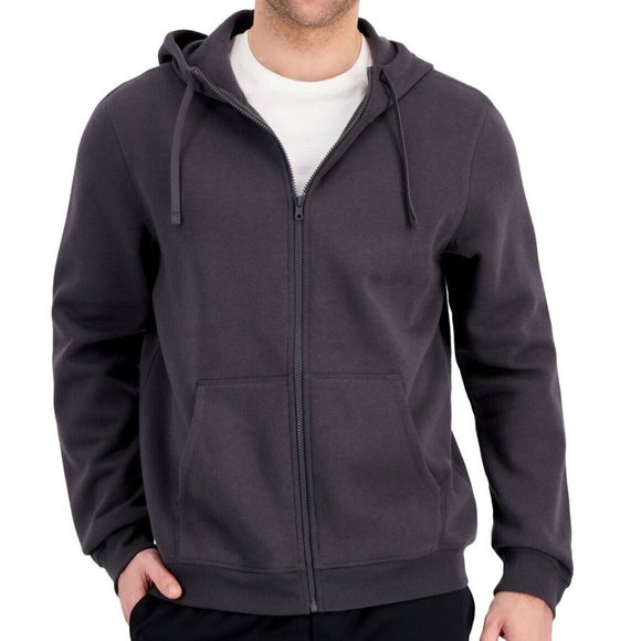 Ideology Mens Deep Charcoal Regular Fit Solid Full Zip Hoodie Small - Picture 2 of 2